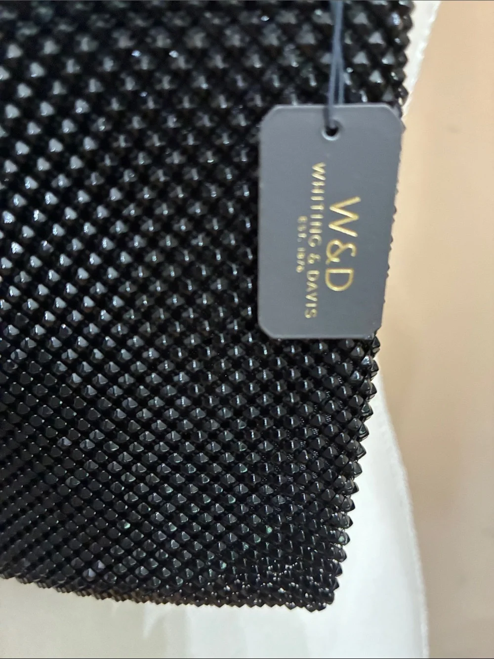 Whiting & Davis Black Mesh Chain Shoulder Clutch